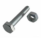 Болт в комплекте с гайкой М10, 100 мм, мелкий шаг 1.25 мм, DIN 933 класс прочности 8.8, оцинкованная сталь