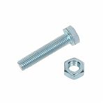 Болт в комплекте с гайкой М10, 100 мм, мелкий шаг 1.25 мм, DIN 933 класс прочности 8.8, оцинкованная сталь