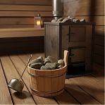 Камень Родингит для создания тепла в бане, обвалованный, ведро 20 кг