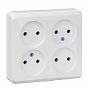 Розетка 4-местная Systeme Electric Этюд PA16-205B без заземления, накладная, белая