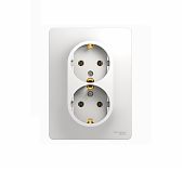 Розетка  2-местная Systeme Electric Glossa GSL000124 с заземлением, встраиваемая, белая