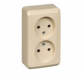 Розетка 2-местная Systeme Electric Этюд PA16-005K без заземления, накладная, кремовая