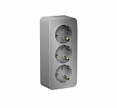 Розетка 3-местная Schneider Electric BLANCA BLNRA010313 с заземлением, накладная, алюминий