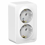 Розетка 2-местная  Schneider Electric  BLANCA BLNRA010211 с заземлением, накладная, белая