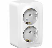 Розетка 2-местная  Schneider Electric  BLANCA BLNRA010211 с заземлением, накладная, белая
