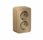Розетка 2-местная Systeme Electric Blanca BLNRA010214 с заземлением, накладная, титан