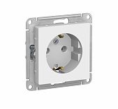 Розетка 1-местная Schneider Electric AtlasDesign  ATN440146 с заземлением, встраиваемая, с крышкой, белая