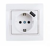 Розетка LEZARD с/з с/у керамика белая с USB разъемом