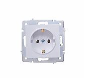 Розетка 1-местная LEZARD VESNA 742-0288-122 с заземлением, встраиваемая, керамика белая