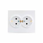 Розетка 2-местная Lezard Vesna 742-0200-127В с заземлением, встраиваемая, белая
