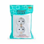 Розетка 2-местная Lezard Vesna 742-0200-127В с заземлением, встраиваемая, белая