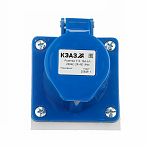 Розетка кабельная КЭАЗ 113-16А-6h-220AC-2P+PE-IP44, пластик, синяя