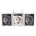 Розетка 3-местная ЭРА Эксперт 11-2405-01, Б0020720, 3х2P+E, IP54, с заземлением, накладная, белая