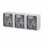 Розетка 3-местная ЭРА Эксперт 11-2405-01, Б0020720, 3х2P+E, IP54, с заземлением, накладная, белая