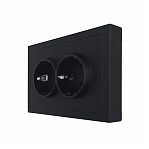 Розетка 2-местная Lezard Zima 704-4200-127BQC с заземлением, встраиваемая, черный бархат