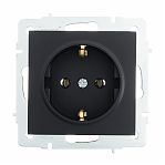 Розетка 1-местная Lezard Vesna 742-4288-122B с заземлением, встраиваемая, чёрный бархат