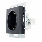 Розетка 1-местная Lezard Vesna 742-4288-122B с заземлением, встраиваемая, чёрный бархат