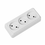 Розетка 3-х местная TDM Electric Ладога SQ1801-0124 без заземления, накладная, белая