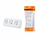 Розетка 3-х местная TDM Electric Ладога SQ1801-0124 без заземления, накладная, белая