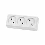 Розетка 3-х местная TDM Electric Ладога SQ1801-0124 без заземления, накладная, белая