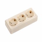 Розетка 3-местная TDM Electric Ладога SQ1801-0227 с заземлением, накладная, слоновая кость