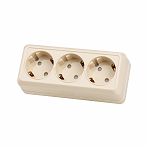 Розетка 3-местная TDM Electric Ладога SQ1801-0227 с заземлением, накладная, слоновая кость