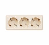 Розетка 3-местная TDM Electric Ладога SQ1801-0227 с заземлением, накладная, слоновая кость