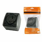 Розетка 1-местная Селигер TDM SQ1818-0107, с заземлением, накладная, серая