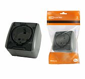 Розетка 1-местная Селигер TDM SQ1818-0107, с заземлением, накладная, серая