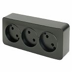 Розетка 3-местная Stekker MST10-13-05 София 49500, без заземления, накладная, черный матовый