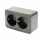 Розетка 2-местная  Stekker MST16-12-05 София 49498 с заземлением, накладная, черный матовый