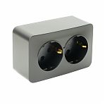 Розетка 2-местная  Stekker MST16-12-05 София 49498 с заземлением, накладная, черный матовый