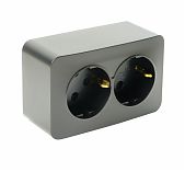 Розетка 2-местная  Stekker MST16-12-05 София 49498 с заземлением, накладная, черный матовый
