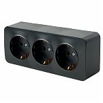 Розетка 3-местная Stekker MST16-13-05 Cофия 49502 с заземлением, накладная, черный матовый