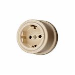 Розетка 1-местная Bironi Лизетта B1-101-04, керамика, с заземлением, накладная, песочное золото