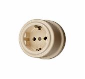 Розетка 1-местная Bironi Лизетта B1-101-04, керамика, с заземлением, накладная, песочное золото