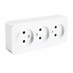 Розетка 3-местная Stekker MST10-13-01 София 49305, без заземления, накладная, цвет белый  