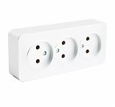 Розетка 3-местная Stekker MST10-13-01 София 49305, без заземления, накладная, цвет белый  