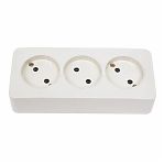 Розетка 3-местная Stekker MST10-13-01 София 49305, без заземления, накладная, цвет белый  
