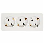 Розетка 3-местная Stekker Cофия 49306 с заземлением, накладная, белая