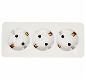 Розетка 3-местная Stekker Cофия 49306 с заземлением, накладная, белая