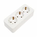 Розетка 3-местная Stekker Cофия 49306 с заземлением, накладная, белая