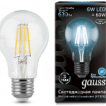 Лампа Gauss LED Filament A60 E27 6W 4100К 102802206