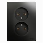 Розетка 2-местная Schneider Electric Glossa GSL000720 без заземления, встраиваемая, антрацит