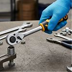 Ключ трещоточный с реверсом Denzel 14033, полупрофессиональный, 1/2", хром