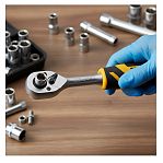 Ключ трещоточный с реверсом Denzel 14031, полупрофессиональный, 1/4", хром