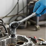 Ключ трещоточный с реверсом Gross 14052, цельнометаллический, 255 мм, хром