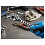 Ключ трещоточный с реверсом Gross 14050, цельнометаллический, 1/4", хром