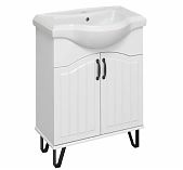 Тумба Runo Марсель 65 напольная, белая + раковина Классик 65