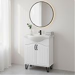 Тумба Runo Марсель 65 напольная, белая + раковина Классик 65